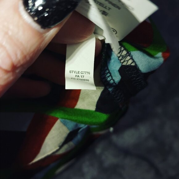 J.Crew Womens Geometric Print Peasant Blouse S Multicolor Bow Tie Boho Top - Picture 8 of 9